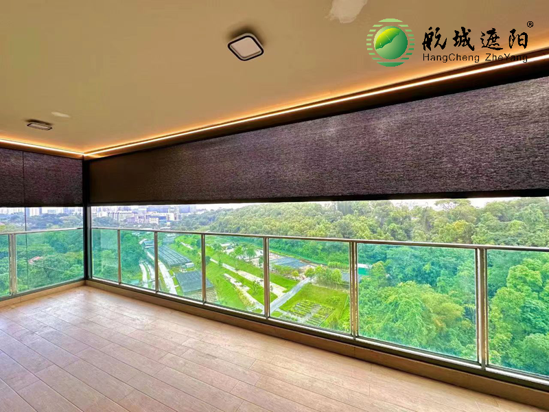 航城遮阳超宽超长带灯防风卷帘